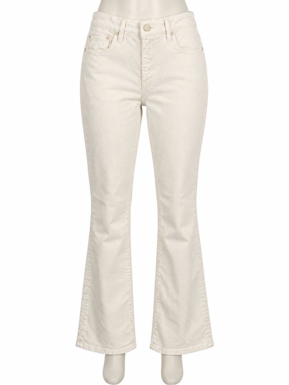 MOTHER Cream Flare Wide-Leg Jeans